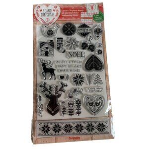 Cardmaking Papercraft Scandi Christmas Stamps 30-Pc Snowflake Embossing Set New